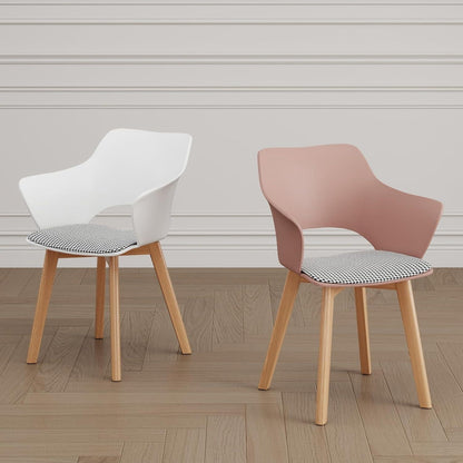 Nordisches Esstisch Set mit 4 gepolsterten Stühlen (Marmor-GD + Rosa)