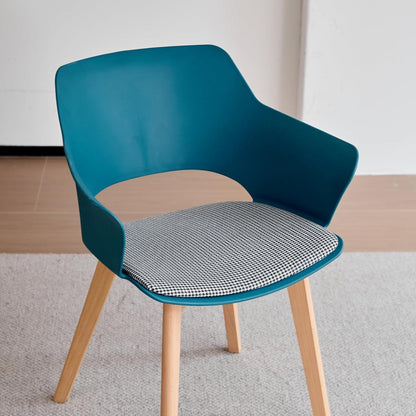 Nordisches Esstisch Set mit 4 gepolsterten Stühlen (Marmor-GD + Seeblau)