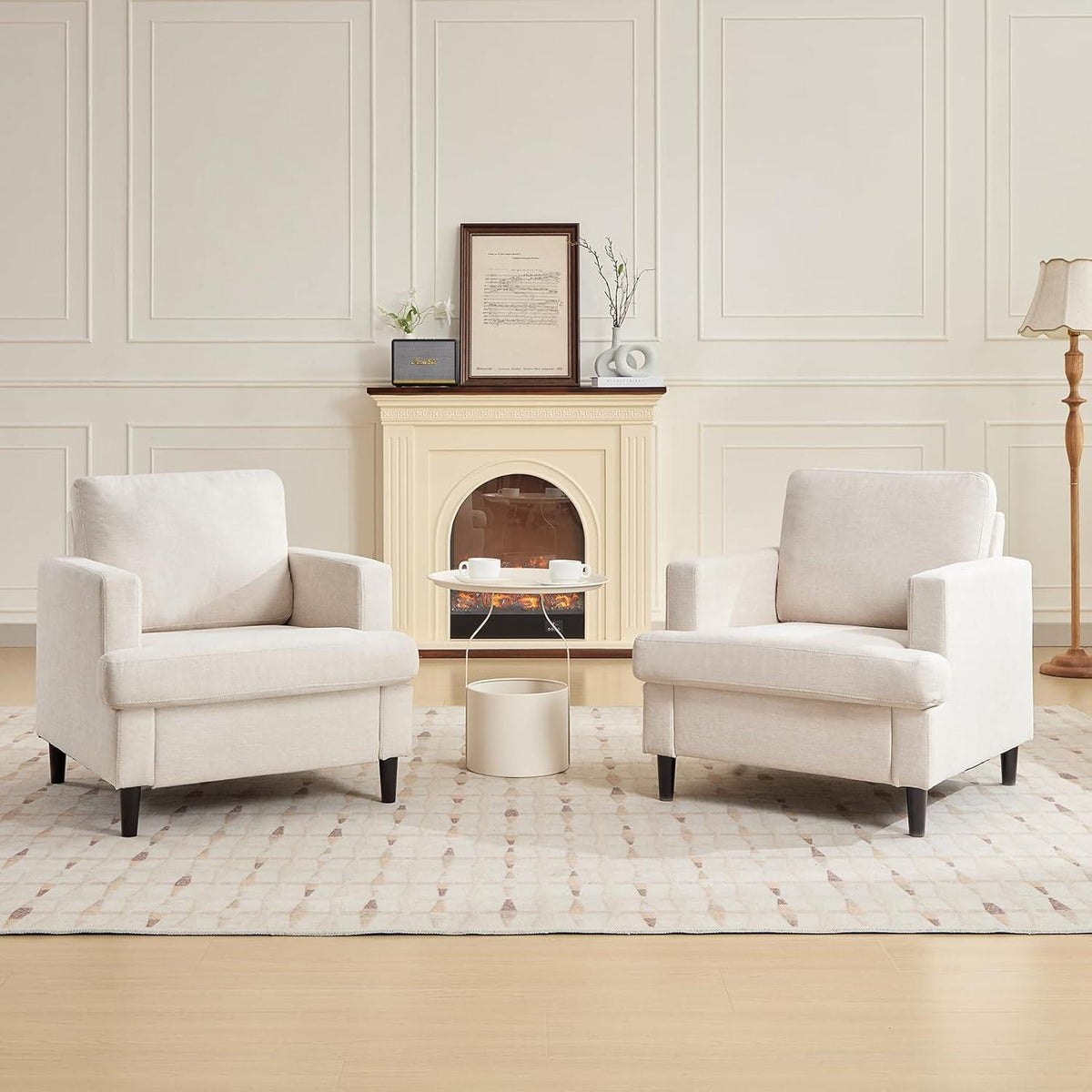 Übergroßer Leinen-Akzentstuhl – Bequemer Wohnzimmer-Sessel Beige