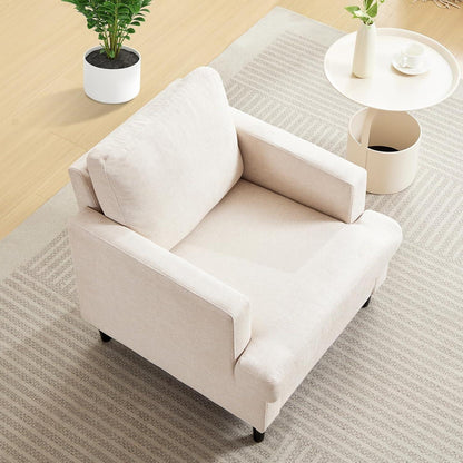 Übergroßer Leinen-Akzentstuhl – Bequemer Wohnzimmer-Sessel Beige
