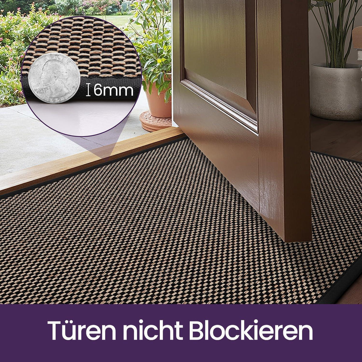 Fußmatte Innen Schwarz 120 x 180 cm – Rutschfest & Saugstark