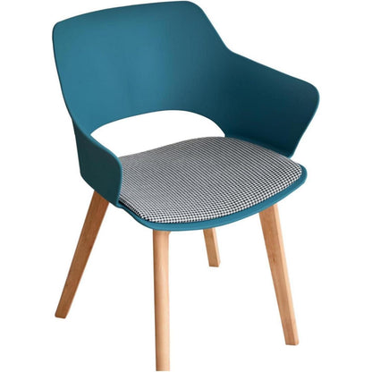 Nordisches Esstisch Set mit 4 gepolsterten Stühlen (Marmor-BK + Seeblau)