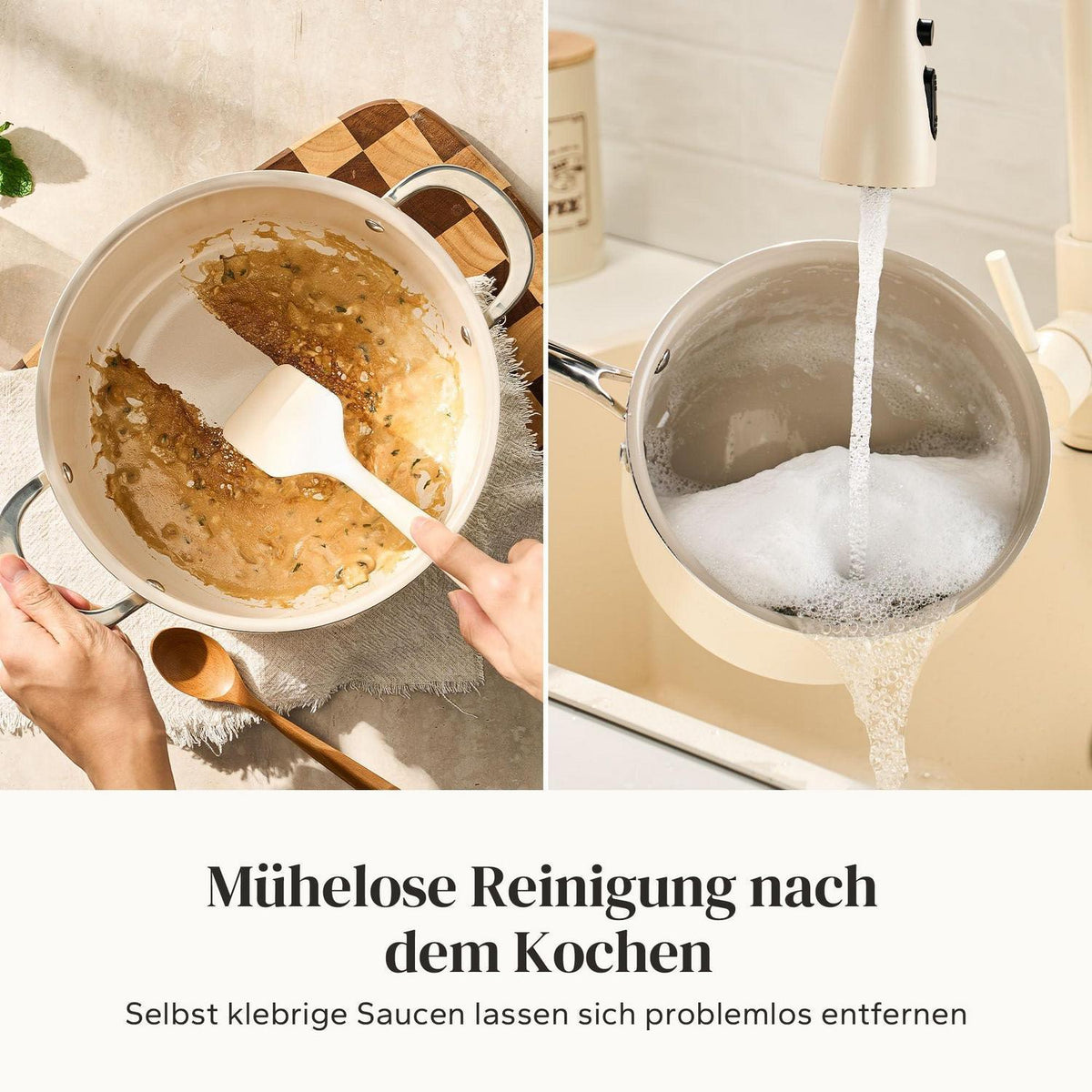 6-teiliges Keramik Topfset Induktion – Beige