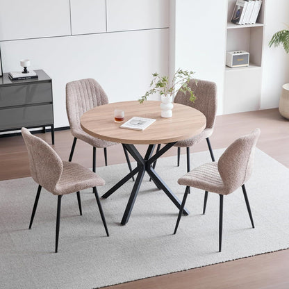 6er Set Esszimmerstühle Modern Braun mit Streifenmuster