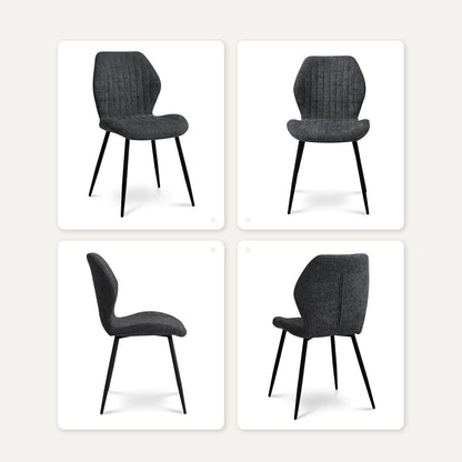6er Set Esszimmerstühle Modern Schwarz Streifenmuster