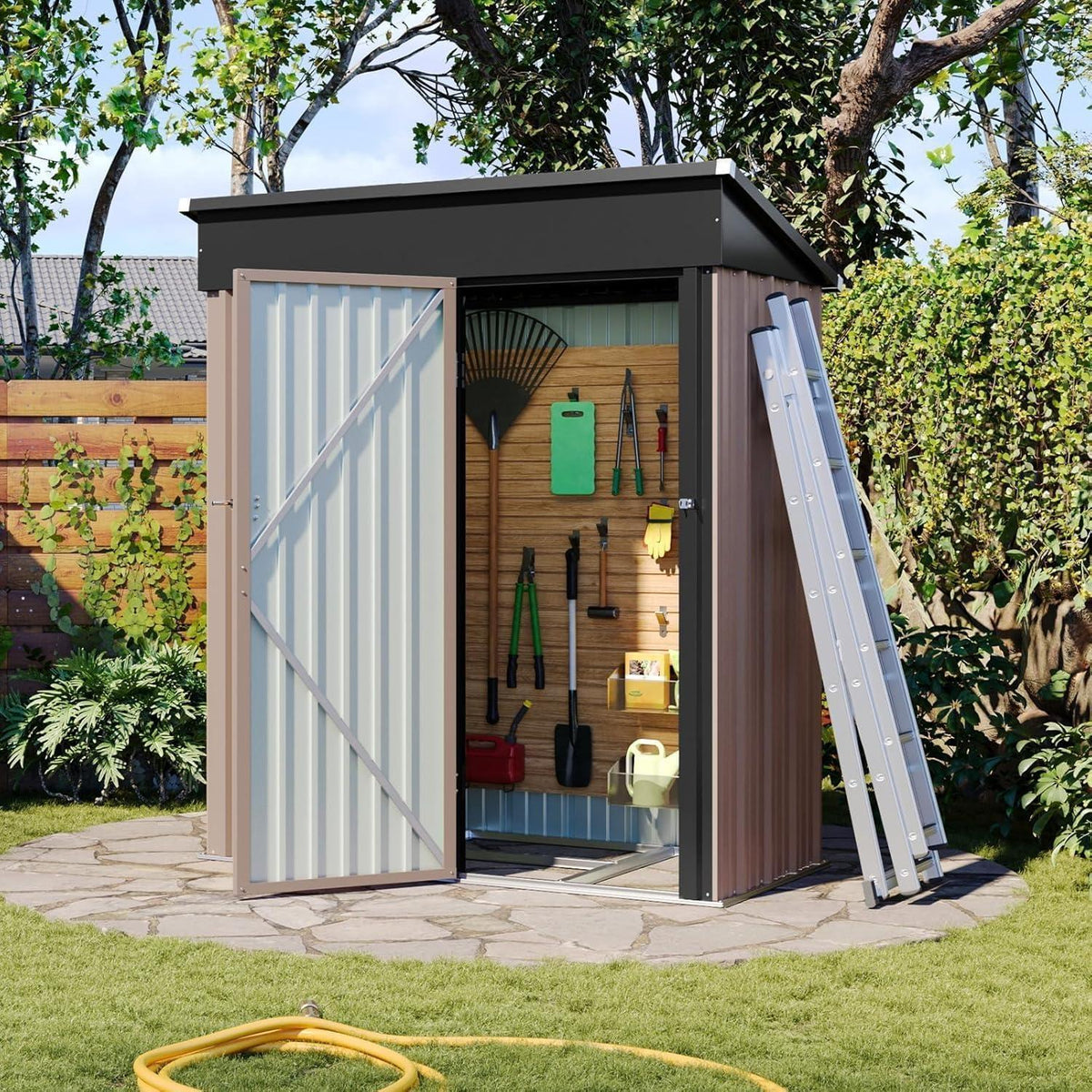 Gartenhaus 5x3 ft mit Standfuß – Wetterfester Geräte- & Fahrradschuppen