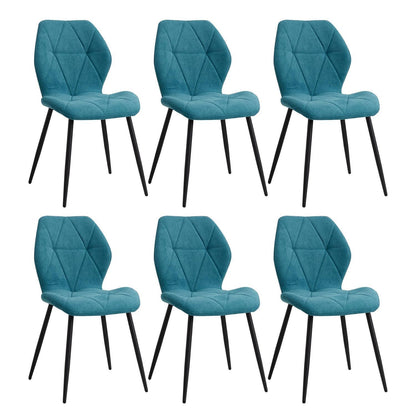 6 Esszimmerstühle Modern Blau Gepolstert mit Rautenmuster