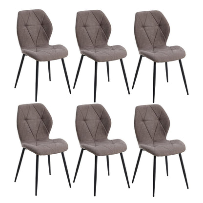 6er-Set Esszimmerstühle Modern Braun Gepolstert mit Rautenmuster