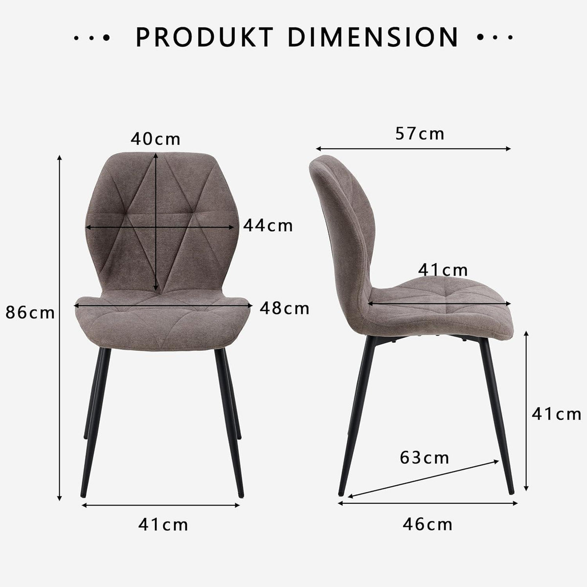 6er-Set Esszimmerstühle Modern Braun Gepolstert mit Rautenmuster