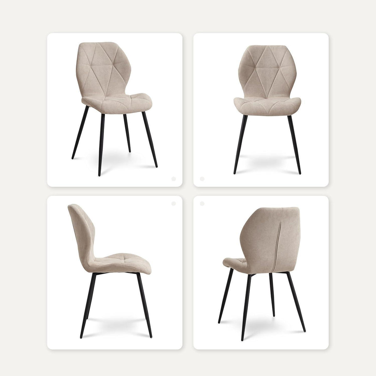 6er-Set Esszimmerstühle Modern Beige Gepolstert mit Rautenmuster