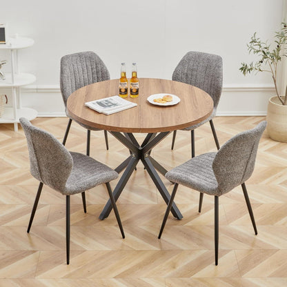 8 Esszimmerstühle Grau, Modern & Bequem mit Streifenmuster