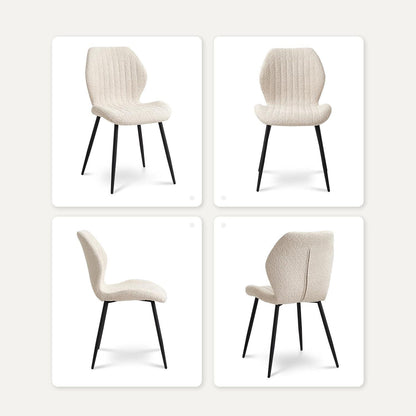 6er Set Esszimmerstühle Modern Beige Streifenmuster