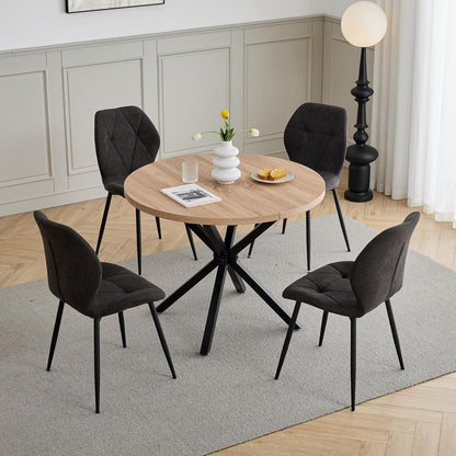 6er-Set Esszimmerstühle Modern Schwarz Gepolstert