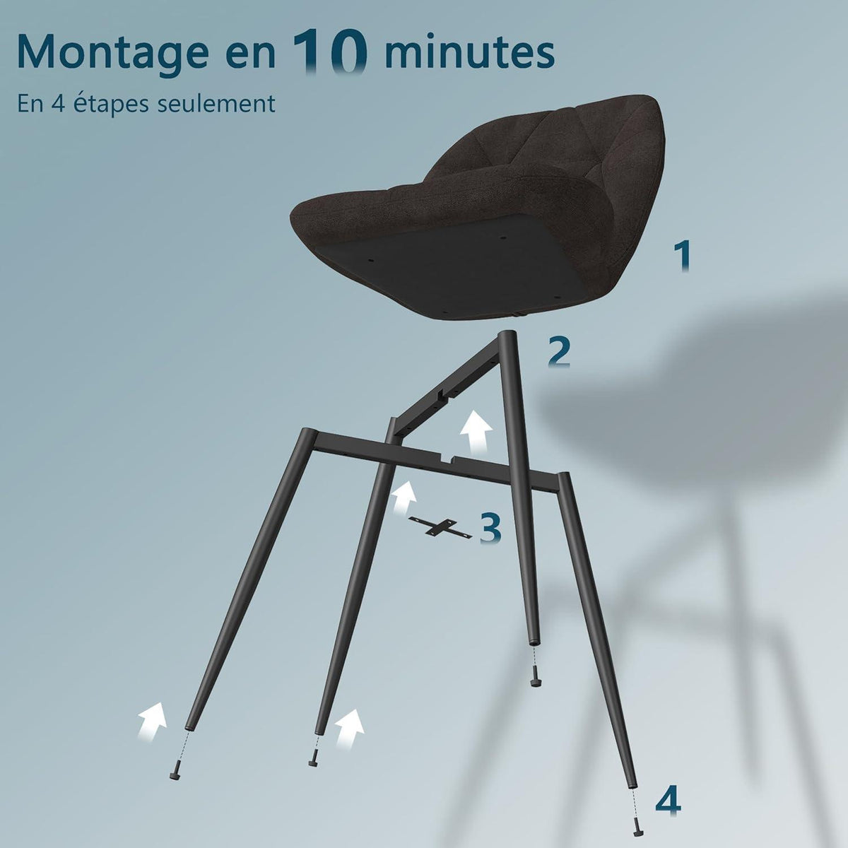 6er-Set Esszimmerstühle Modern Schwarz Gepolstert