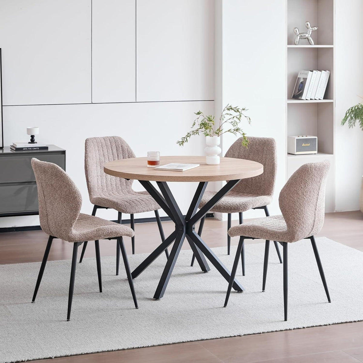 2er Set Esszimmerstühle Modern Braun mit Streifenmuster