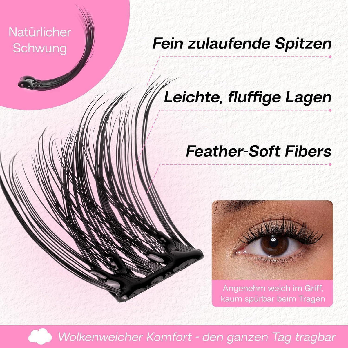 Selbstklebende Wimpern Extensions D Curl Wispy – Wiederverwendbar & Ohne Kleber
