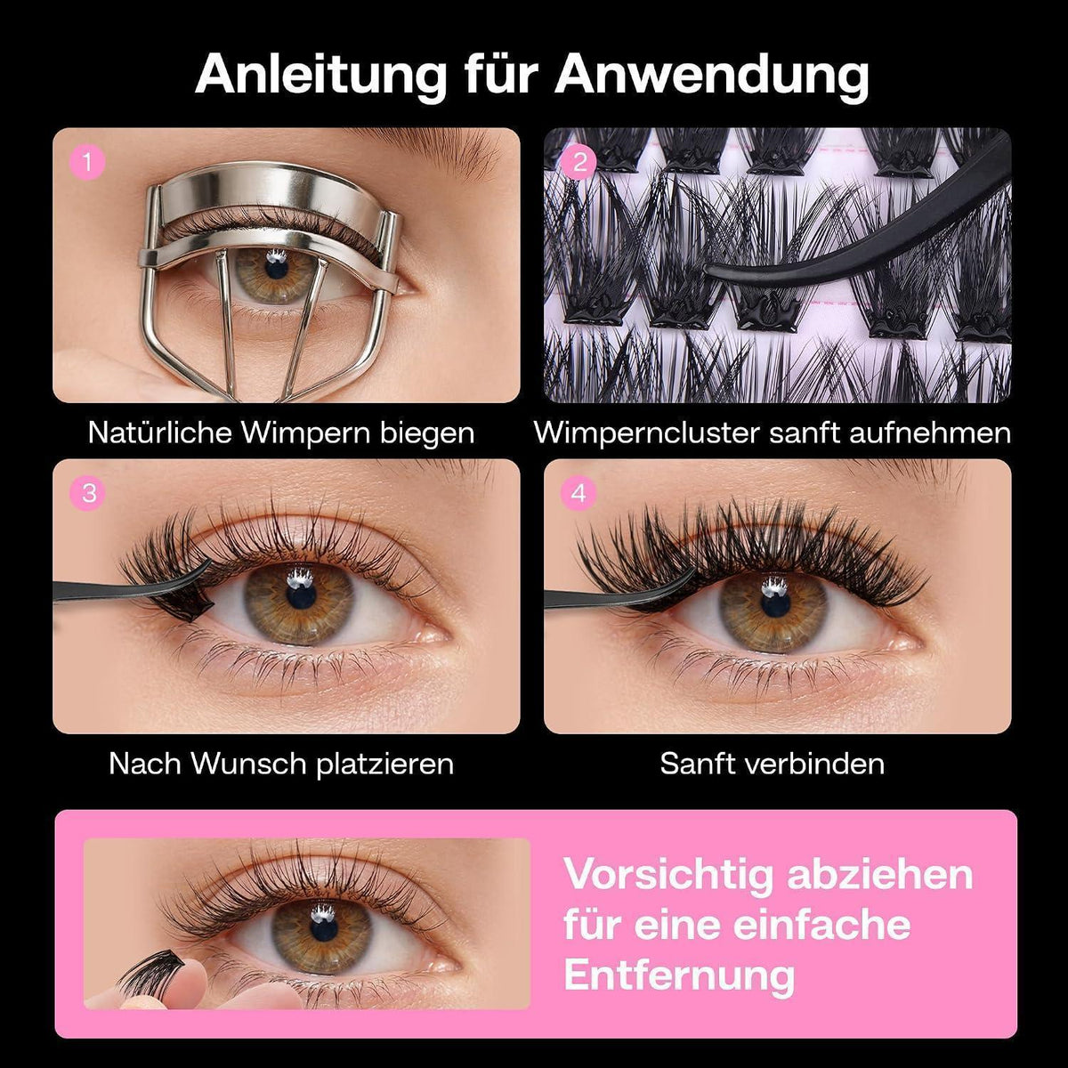 Selbstklebende Wimpern Extensions 216 Pcs D Curl Wispy