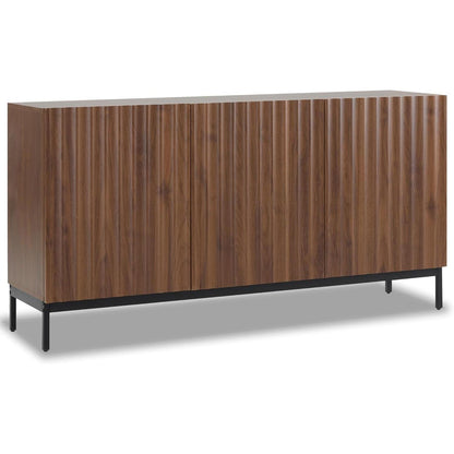 Sideboard Eiche dunkel - 3-türiger Mid-Century Schrank 150x40x80cm