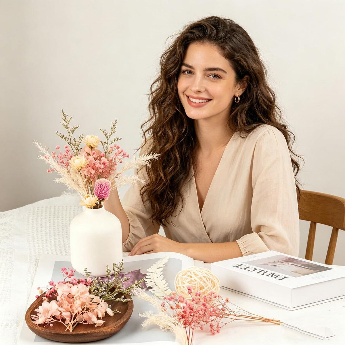 Getrocknete Blumen Set – Pink für DIY Deko & Basteln