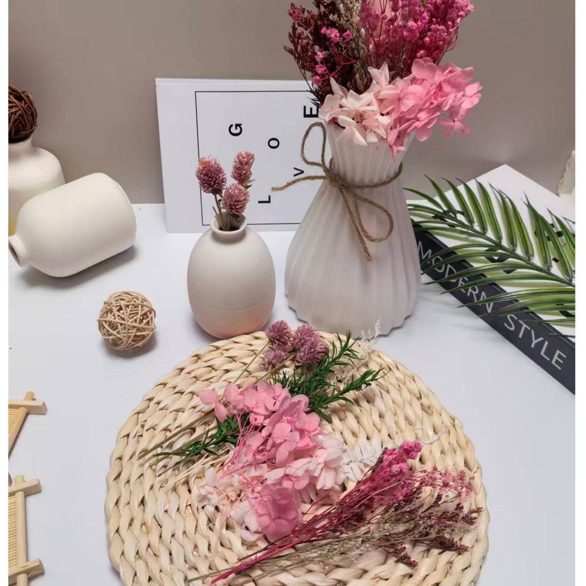Getrocknete Blumen Set – Pink für DIY Deko & Basteln