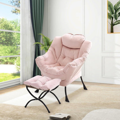 Loungestoel met Ottomanen – Comfortabele Leessessel Rosa Velvet