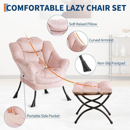 Loungestoel met Ottomanen – Comfortabele Leessessel Rosa Velvet
