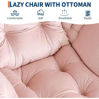 Loungestoel met Ottomanen – Comfortabele Leessessel Rosa Velvet