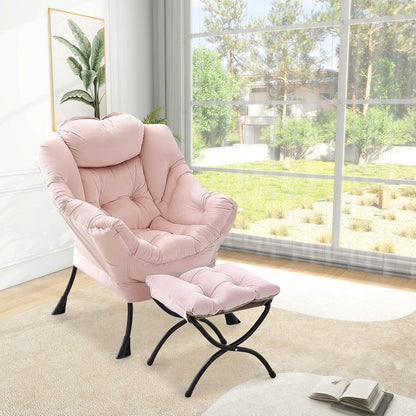 Loungestoel met Ottomanen – Comfortabele Leessessel Rosa Velvet