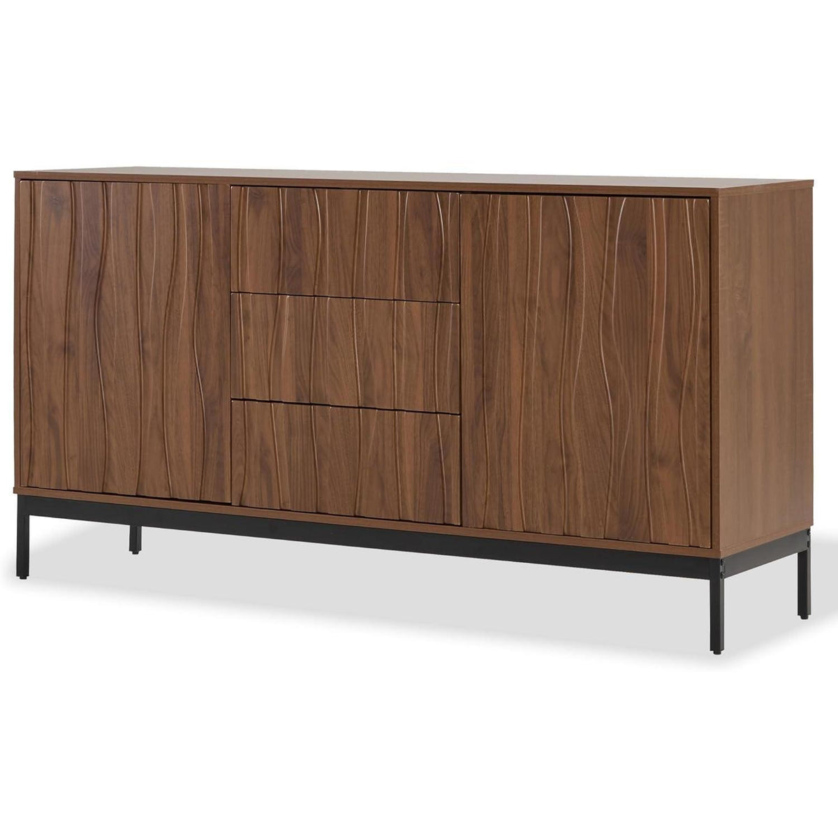 Sideboard Eiche dunkel - 150cm, 3 Schubladen & verstellbare Regale