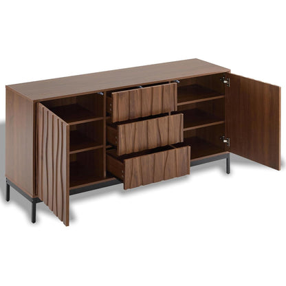 Sideboard Eiche dunkel - 150cm, 3 Schubladen & verstellbare Regale
