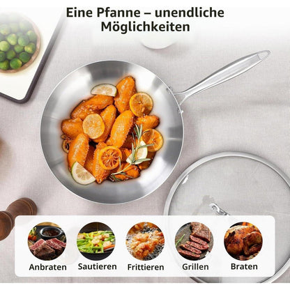 Edelstahl Pfannenset 5-teilig – Vielseitig & Ofenfest