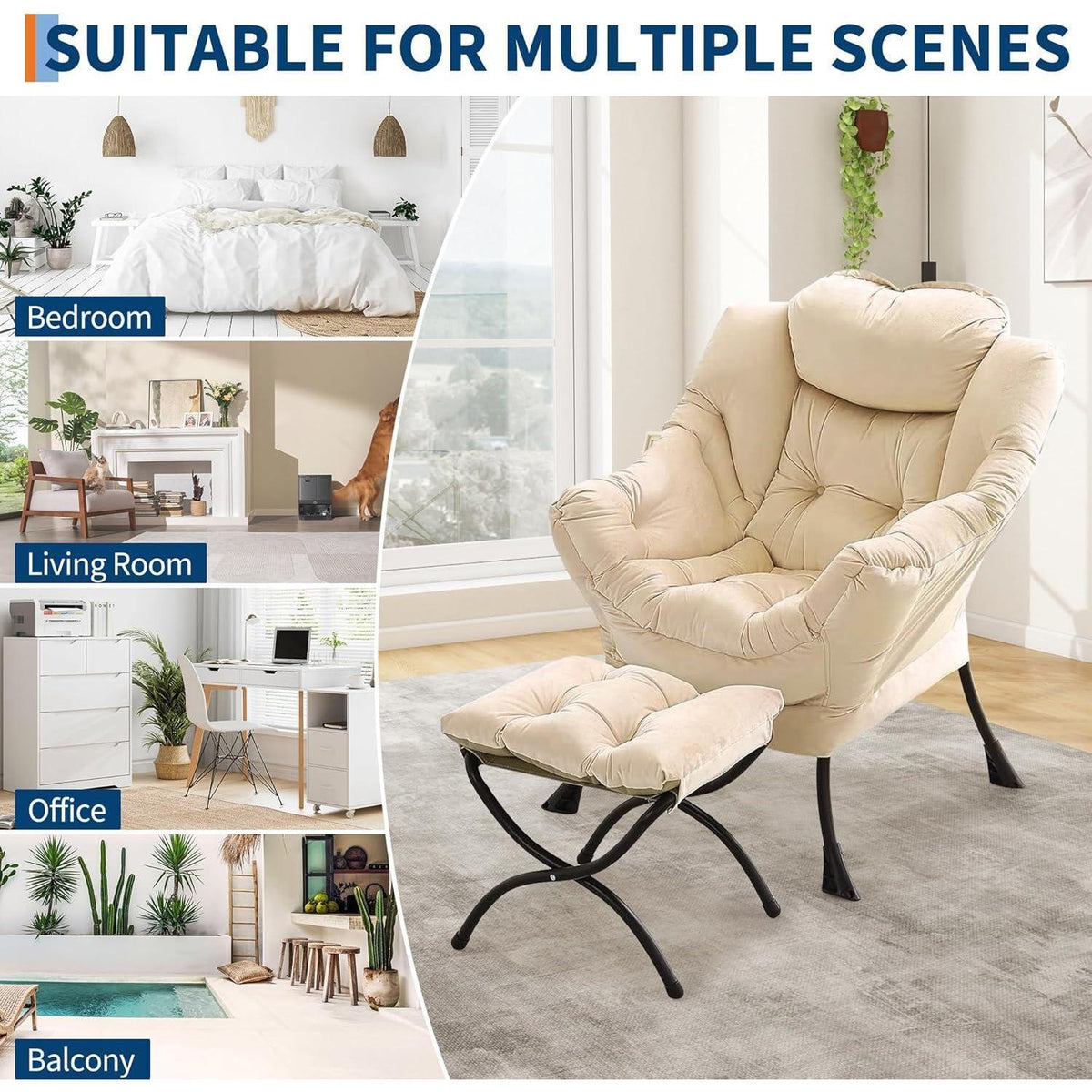 Lazy Chair mit Ottomane – Bequemer Lesesessel für Wohnzimmer