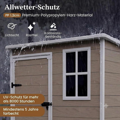 Wetterfestes Gartenhaus 152x92x192 cm – Kunststoff Schuppen