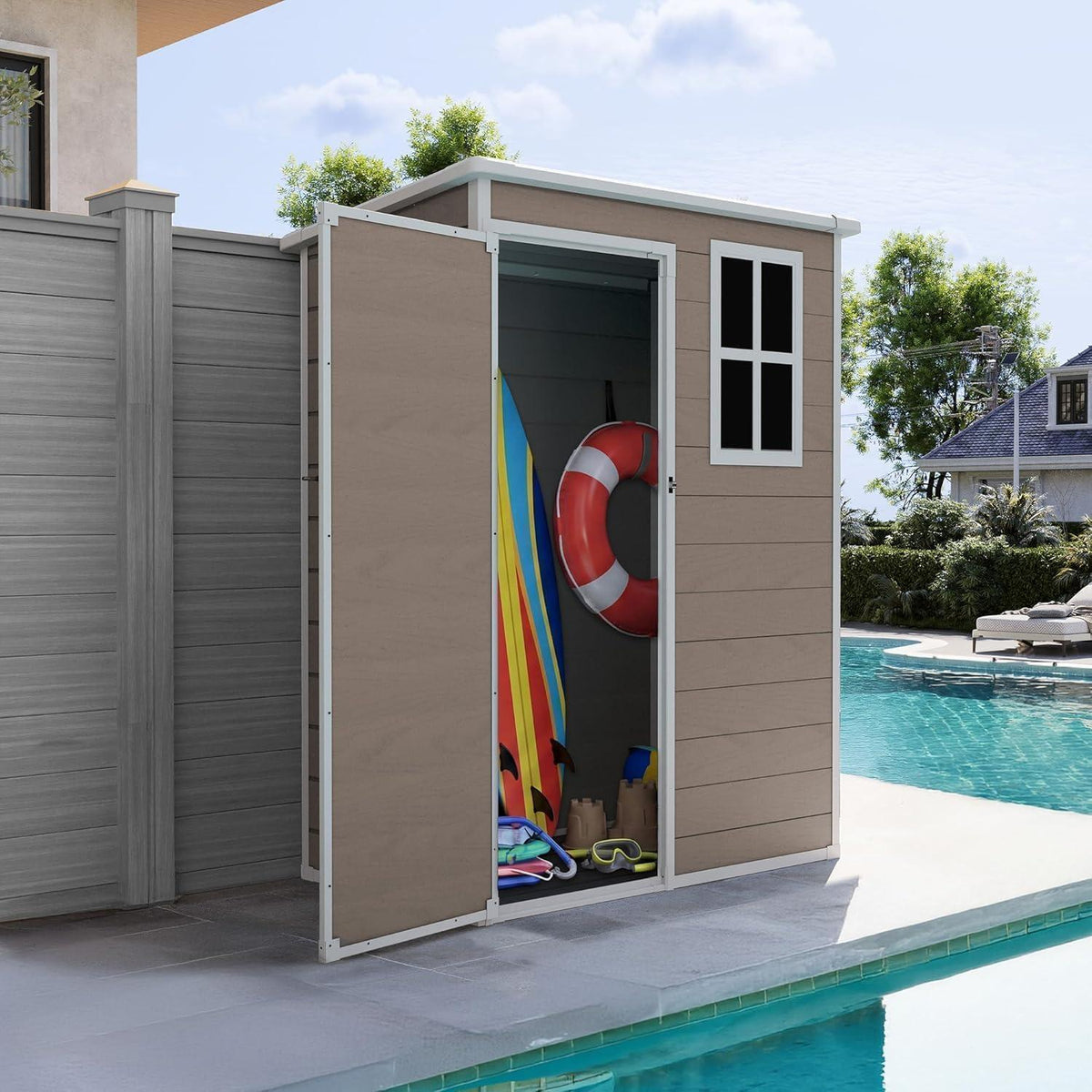 Wetterfestes Gartenhaus 152x92x192 cm – Kunststoff Schuppen