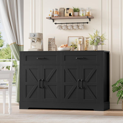 Küchenbuffet Sideboard mit 2 Schubladen & 4 Türen Schwarz