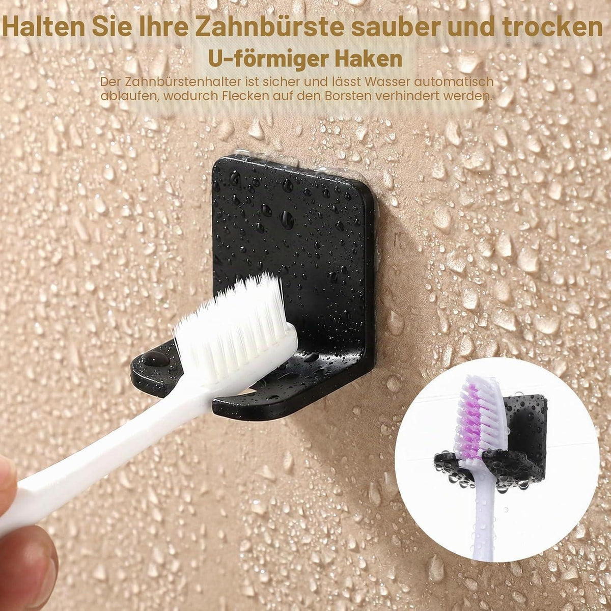 8x Zahnbürstenhalter Wandhalterung ohne Bohren