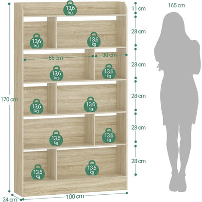 Bücherregal 6 Fächer – Eichenbeige, 24 x 100 x 170 cm