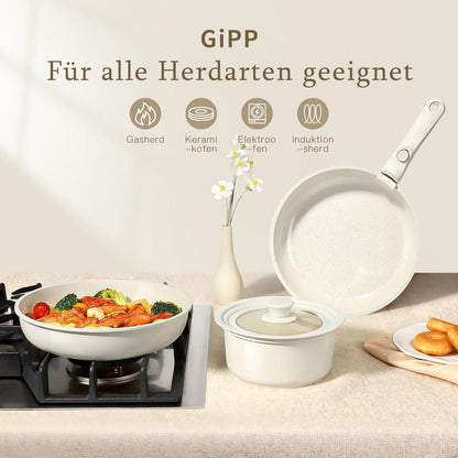 21-teiliges Granit Kochgeschirr Set mit abnehmbaren Griffen