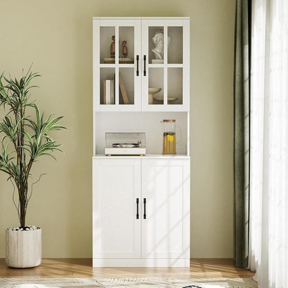 Bücherregal mit Glastüren & Arbeitsplatte – 180cm Hochschrank