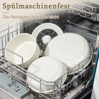21-teiliges Granit Topfset mit abnehmbaren Griffen
