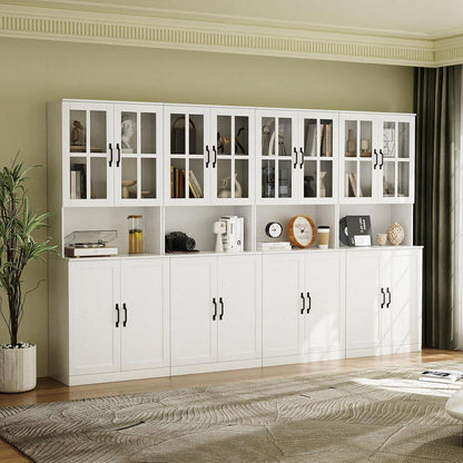 Bücherregal mit Glastüren & Arbeitsplatte – 180cm Hochschrank