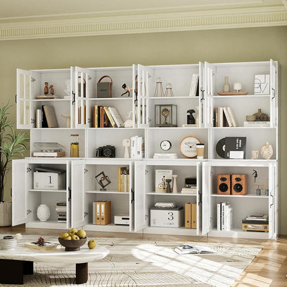 Bücherregal mit Glastüren & Arbeitsplatte – 180cm Hochschrank