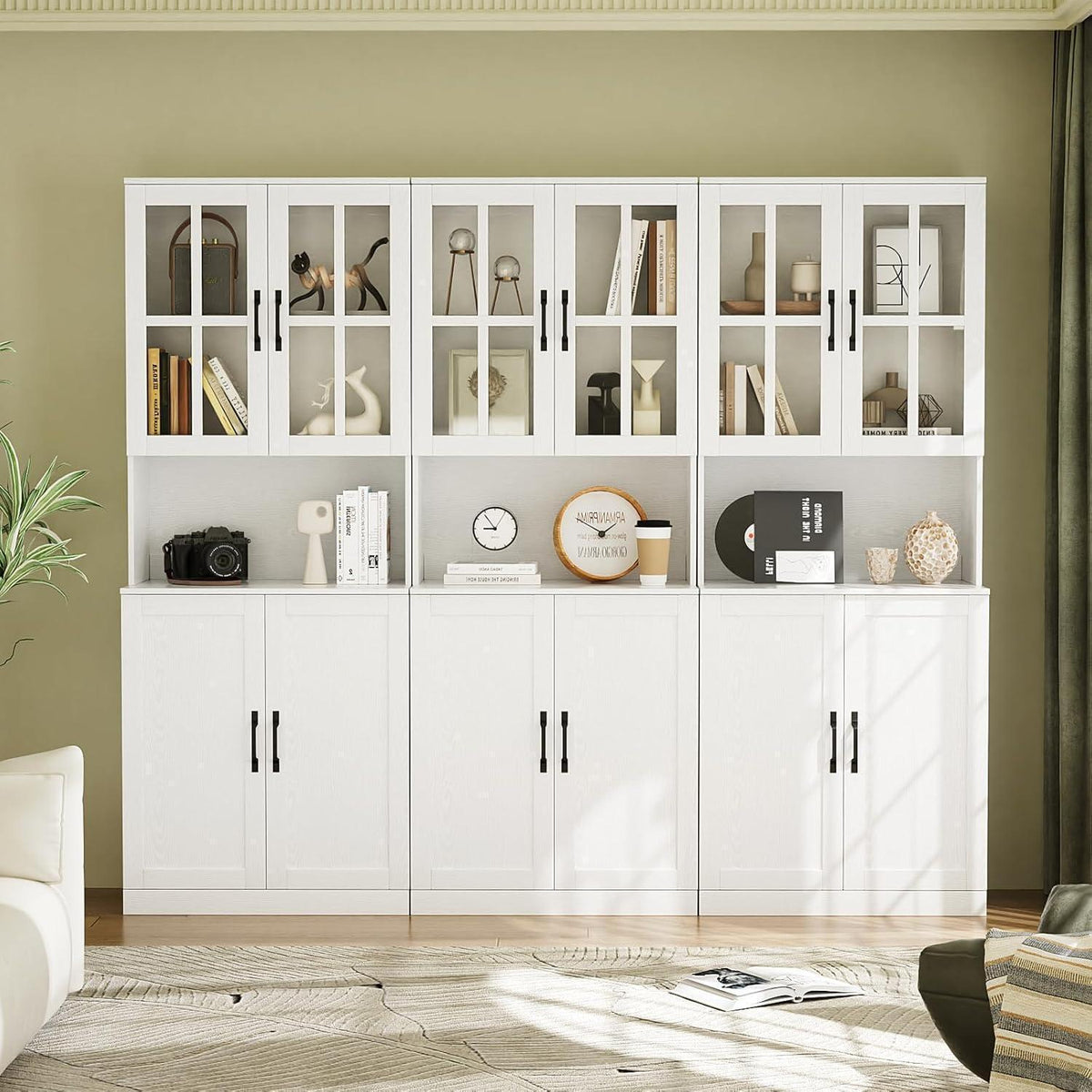 Bücherregal mit Glastüren & Arbeitsplatte – 180cm Hochschrank