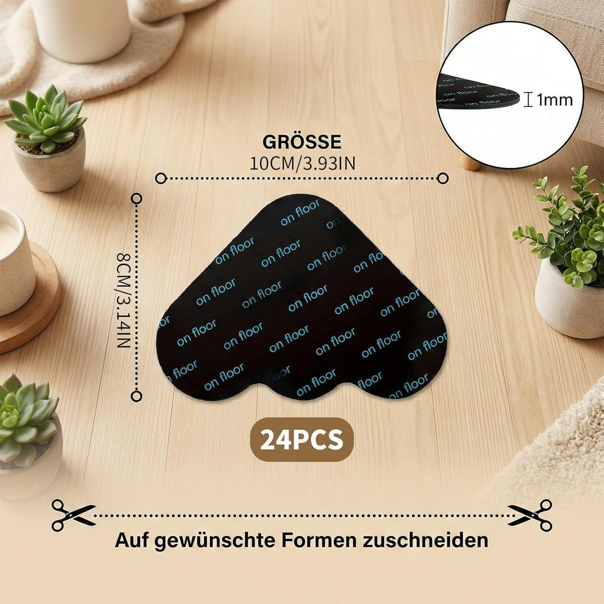 24x Antirutschmatten für Teppiche – Wiederverwendbar & Waschbar