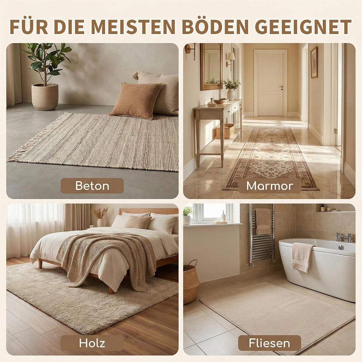 24x Antirutschmatten für Teppiche – Wiederverwendbar & Waschbar