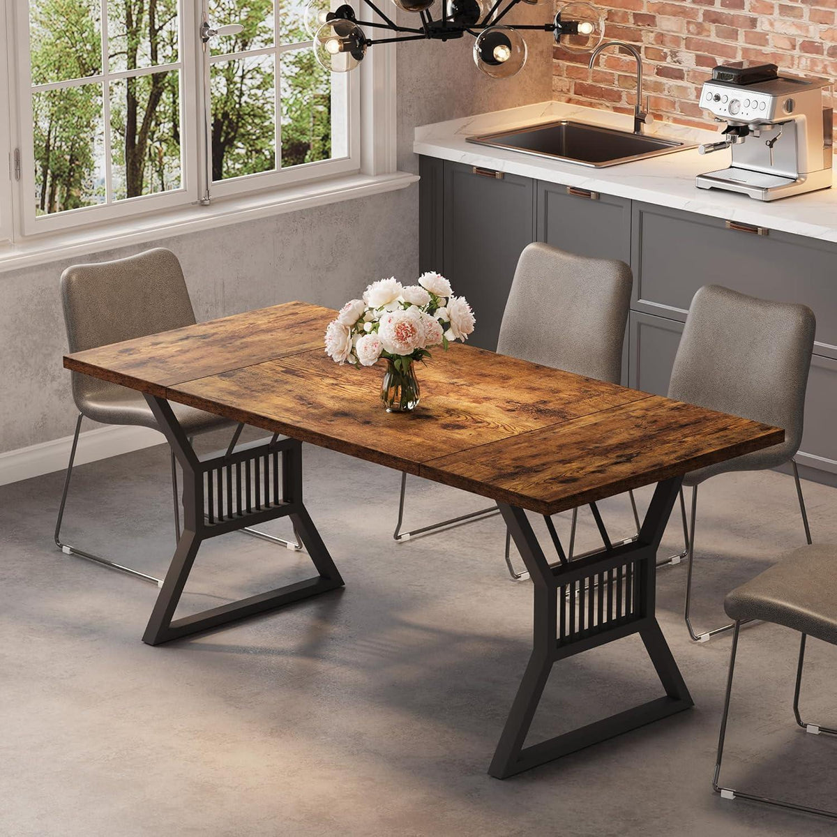 Industrietisch Esstisch Holz Metall 180x75x74 cm Retro Schwarz
