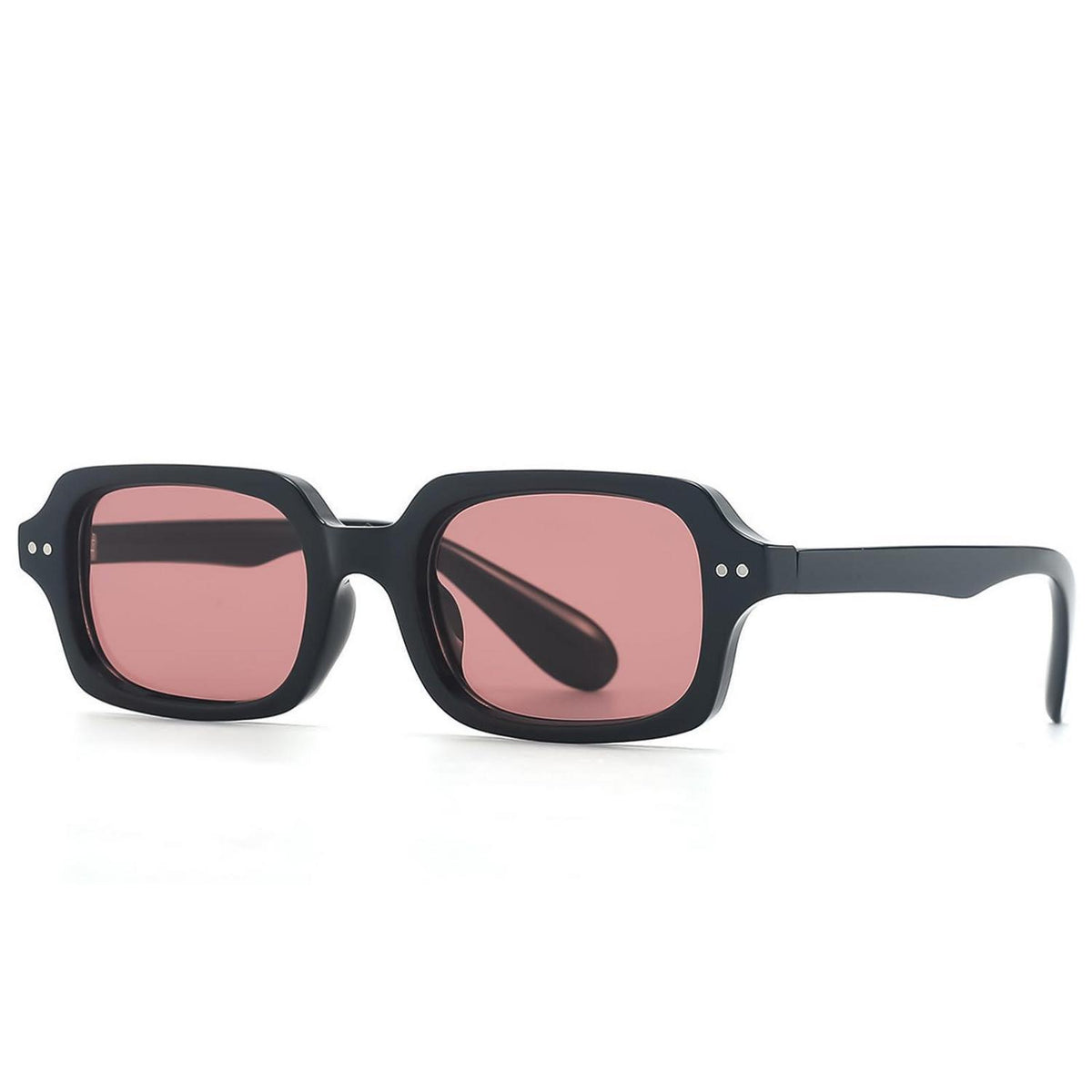 Retro Sonnenbrille Eckig - Schwarz-Rosa mit UV400 Schutz
