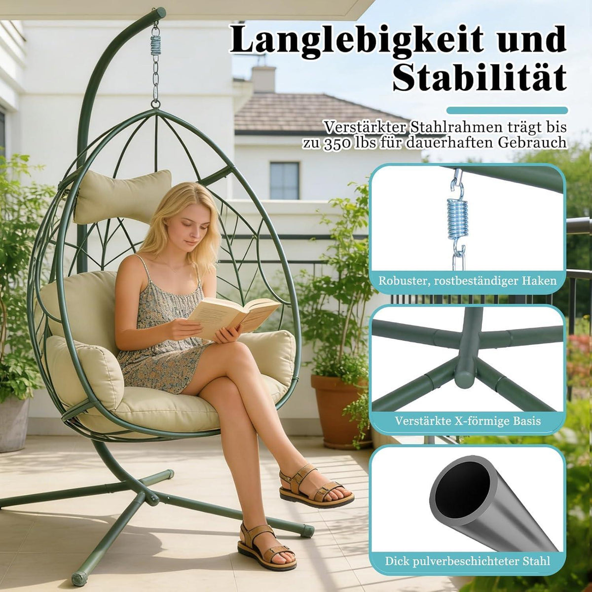 Hängesessel mit Gestell – Bequemer Egg Chair für Garten & Wohnzimmer
