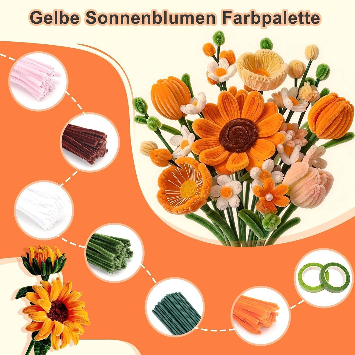 800 Pfeifenreiniger Blumen Set | Basteln, Valentinstag, Weihnachten