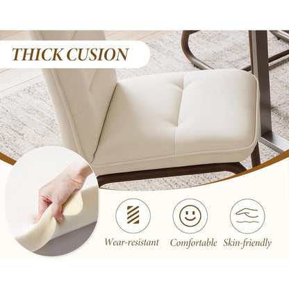 Esszimmerstühle Set 4 – Beige Polsterstuhl mit Metallgestell